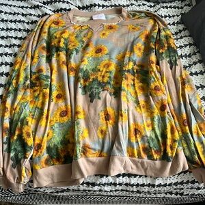 Selkie Van Gogh’s Sunflowers Pillow Sweater EUC 1X